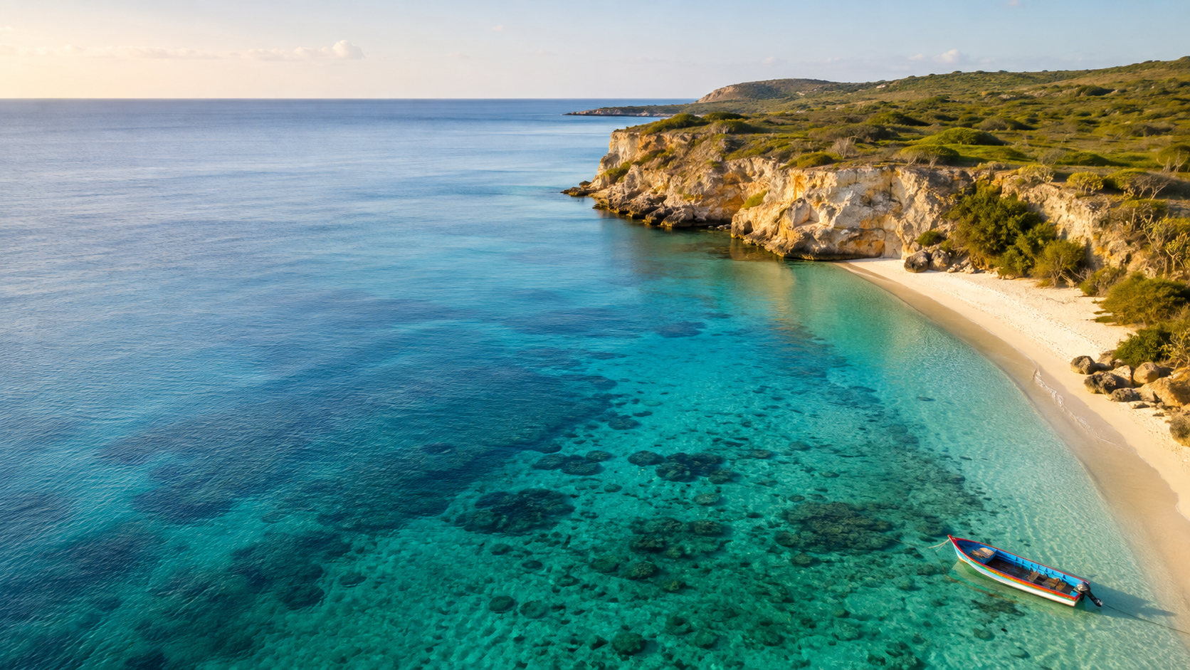 Aerial Curaçao coastline